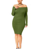 Say What? Women's Plus Marilyn Off-the-Shoulder Party Bodycon Dress Green Size XL - thumbnail