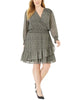 Michael Kors Women's Plus Printed Ruffled Smocked Dress Green Size 3X - thumbnail