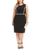 Kasper Women's Plus Size Piped Crepe Sheath Dress Black Size 14 - thumbnail