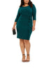 Jessica Howard Women's Plus Ruched Waist Side Ruffled Dress Green Size 22W - thumbnail