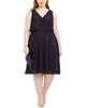 Love Squared Women's Trendy Plus Size Pleated Surplice Dress Navy Size 3X - thumbnail