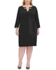 Tommy Hilfiger Women's Plus Size Chain-Trim Sheath Dress Black Size 18W - thumbnail