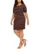 Connected Women's Plus Size Geo-Print Zigzag Sheath Dress Rustcopper Size 20W - thumbnail