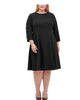 TOMMY HILFIGER Women's Knee Length Fit + Flare Dress Plus 18W Plus Black Size 18W - thumbnail