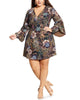 City Chic Women's Plus Floral Print Office Wear to Work Dress Brown Size Petite Small - thumbnail