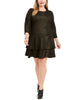 Michael Kors Women's Plus Size Metallic Tiered Dress Black Size 2X - thumbnail