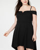 City Studios Women's Trendy Plus Size Cold-Shoulder High-Low Dress Black Size 22 - thumbnail