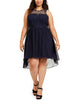City Studios Trendy Plus Size High-Low Dress Navy Size 22W - thumbnail