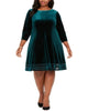 Jessica Howard Women's Plus Velvet Illusion Dress Green Size 14W - thumbnail