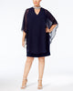 X-Smallcape Women's Plus Size Embellished Collar Chiffon Overlay Shift Dress Navy Size 14W - thumbnail