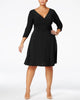 NY Collection Women's Plus Ruched A Line Dress Black Size 3X - thumbnail