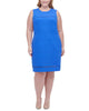 Tommy Hilfiger Women's Plus Size Illusion-Trim Sheath Dress Blue Size 14 - thumbnail