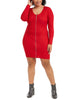 Planet Gold Women's Plus Size Trendy Zip-Front Sweater Dress Red Size 1X - thumbnail