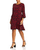Michael Kors Women's Plus Flounce Dress Printed Shift Red Size 0X - thumbnail