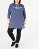 Calvin Klein Women's Performance Plus Hoodie Dress Blue Size 2X - thumbnail