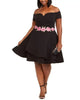B Darlin Women's Plus Floral Fit & Flare Cocktail Dress Black Size 22W - thumbnail