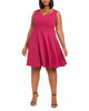 B Darlin Women's Plus Skater Mini Fit & Flare Dress Berry Size 22W - thumbnail