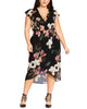 City Chic Women's Plus Floral Faux Wrap Dress Black Size 20W - thumbnail