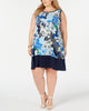 John Paul Richard Women's Plus Size Sleeveless Printed Shift Dress Blue Size 2X - thumbnail