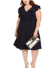 Jessica Howard Women's Plus Ruffled a Line Dress Black Size 16W - thumbnail