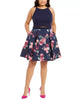 B Darlin Women's Trendy Plus Size Illusion Floral-Print Fit & Flare Dress Navy Size 20 - thumbnail
