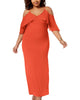 NY Collection Women's Plus Double V Bell Sleeve Casual Dress Orange Size XXP - thumbnail