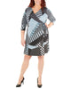 NY Collection Women's Plus Tie Front Wrap Dress Black Size 1X - thumbnail