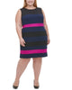 Tommy Hilfiger Women's Plus Scuba Crepe Colorblock Sheath Dress Black Size 14W - thumbnail