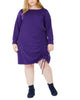 NY Collection Women's Plus Ruched Hem Dress Purple Size 3X - thumbnail