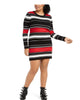 Planet Gold Juniors' Plus Size  Striped Sweater Dress Black Size 1X - thumbnail