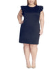 Tommy Hilfiger Women's Plus Sheath Flutter Sleeve Dress Navy Size 14W - thumbnail