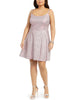 Morgan & Co Women's Plus Size Sparkle Fit & Flare Dress Pink Size 16W - thumbnail