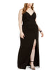 Emerald Sundae Women's Plus Faux Wrap Full Length Formal Dress Black Size 3X - thumbnail