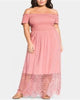 City Chic Women's Trendy Plus Embroidered Off the Shoulder Maxi Dress Salmon Size 14W - thumbnail