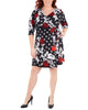 NY Collection Women's Plus Tie Front Wrap Dress Black Size 2X - thumbnail