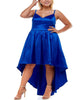 B Darlin Women's Zippered Spaghetti Strap V Neck Above the Knee Party Hi Lo Dress Plus Blue Size 16W - thumbnail