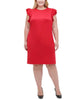 Tommy Hilfiger Women's Plus Size Sheath Flutter Sleeve Dress Red Size 18W - thumbnail