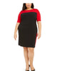 Connected Women's Plus Colorblock Wide Neck Apple Shift Dress RedSize 22W - thumbnail