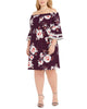 Love Squared Women's Trendy Plus Size Off-The-Shoulder Floral Dress Purple Size 3 Extra Large - thumbnail