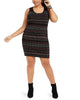 Planet Gold Women's Plus Size Metallic-Stripe Bodycon Dress Brown Size 2 Extra Large - thumbnail
