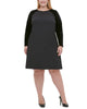Tommy Hilfiger Women's Plus Size Velvet-Sleeve A-Line Dress Black Size 16W - thumbnail