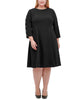 Tommy Hilfiger Women's Plus Size Button-Sleeve Fit & Flare Dress Black Size 22 - thumbnail