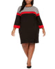 Jessica Howard Women's Plus Size Striped Sweater Dress Black Size 1X - thumbnail