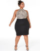 Teeze Me Women's Plus Animal Print Bandage Halter Dress Black Size 14 - thumbnail