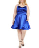 Teeze Me Juniors' Plus Size Satin Fit & Flare Dress Blue Size 22 - thumbnail
