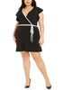 Michael Kors Women's Plus Mini Dress Faux Wrap Contrast Trim Black Size 2X - thumbnail