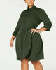Love Squared Women's Trendy Plus Size Cascade Wrap Shirtdress Green Size 2 Extra Large - thumbnail
