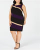 Connected Apparel Women's Plus Diagonal Colorblocked Dress Purple Size 20W - thumbnail