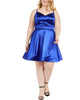 Teeze Me Juniors' Plus Size Satin Fit & Flare Dress Blue Size 14 - thumbnail