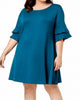 John Paul Richard Women's Plus Shift Tiered Ruffle Dress Green Size 1X - thumbnail